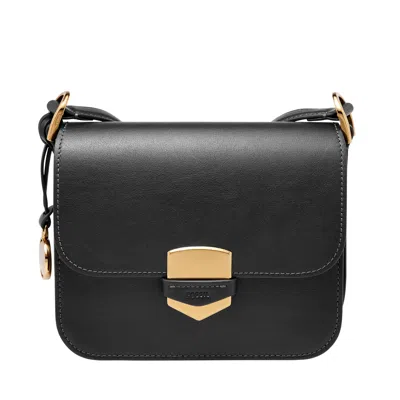 Fossil Women's Lennox Smooth Leather Flap Crossbody In Black