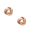 Fossil Women's Love Knot Rose Gold-tone Stainless Steel Stud Earrings In Gold