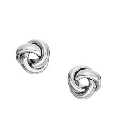 Fossil Women's Love Knot Stainless Steel Stud Earrings In Silver