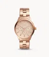 Fossil Ladies Modern Sophisticate Multifunction, Rose Gold Tone Stainless Steel Watch 36mm In Multi