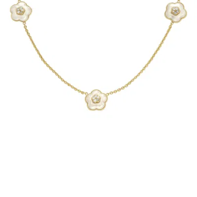 Fossil Women's Mothers Day Pearl White Resin Station Necklace In Gold