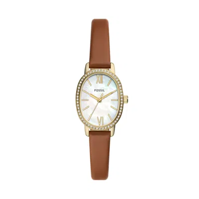 Fossil Women's Penny Three-hand, Gold-tone Stainless Steel Watch In Brown
