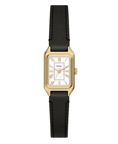 Fossil Women's Raquel Three-hand Black Leather Watch, 18mm