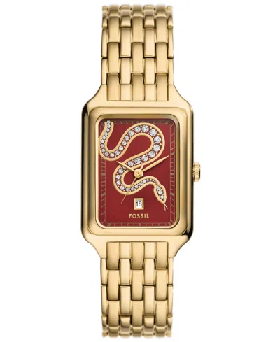 Fossil Women's Raquel Three-hand Date Gold-tone Stainless Steel Watch, 26mm In Gold Tone