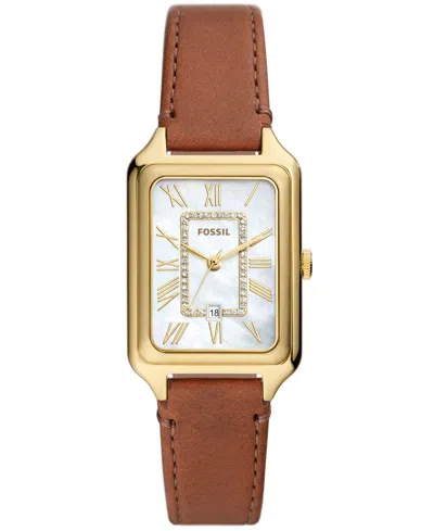 Fossil Women's Raquel Three-hand Date Medium Brown Genuine Leather Watch, 26mm