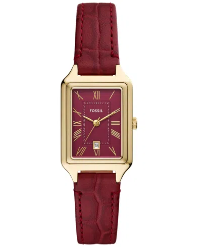Fossil Women's Raquel Three-hand Date Red Croco Leather Watch, 23mm