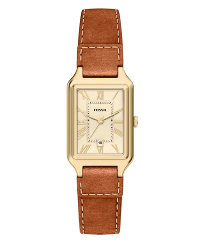 Fossil Women's Raquel Three-hand Date Medium Brown Leather Watch 23mm In Brown,gold