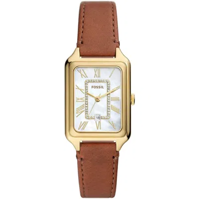 Fossil Women's Raquel Three-hand Date Medium Brown Genuine Leather Watch, 26mm