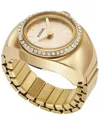 Fossil Women's Ring Watch Two-hand Gold-tone Stainless Steel Bracelet Watch, 15mm