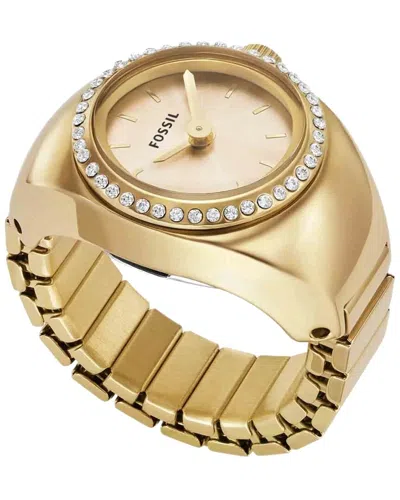 Fossil Women's Ring Watch Two-hand Gold-tone Stainless Steel Bracelet Watch, 15mm