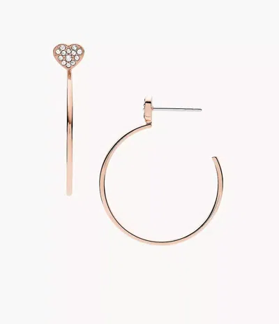 Fossil Women's Rose Gold Stainless Steel Hoop Earring In Pink