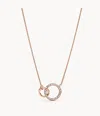Fossil Women's Rose Gold Stainless Steel Pendant Necklace In Pink
