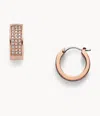 Fossil Women's Rose Gold-tone Stainless Steel Earrings In Silver