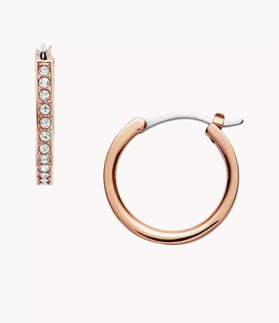 Fossil Women's Rose Gold-tone Stainless Steel Hoop Earrings