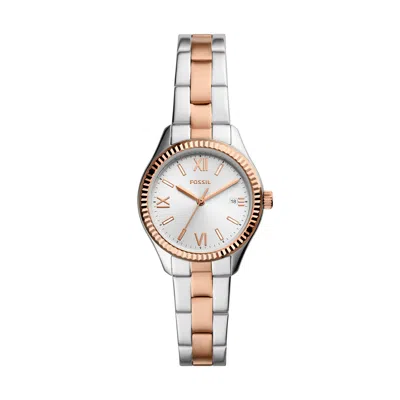 Fossil Women's Rye Three-hand Date Two-tone Stainless Steel Watch, 30mm