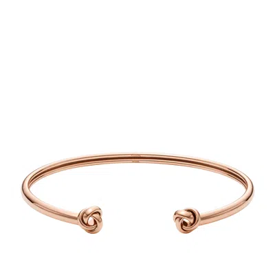 Fossil Women's Sawyer Love Knot Rose Gold-tone Stainless Steel Cuff Bracelet