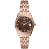 Fossil Women's Scarlette Three-hand Date Rose Gold-tone Stainless Steel Watch 32mm In Brown
