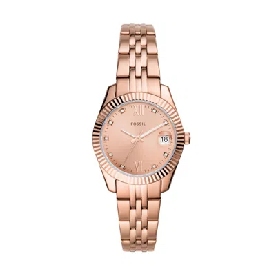 Fossil Women's Scarlette Mini Three-hand Date, Rose Gold-tone Stainless Steel Watch In Multi