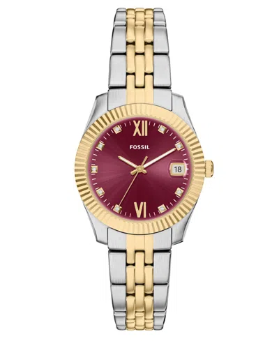 Fossil Women's Scarlette Three-hand Date Two-tone Stainless Steel Watch, 32mm In Green