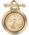 Fossil Women's Scarlette Three-hand Gold-tone Stainless Steel Watch Brooch, 35mm In Gold Tone