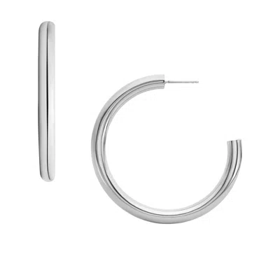 Fossil Women's Silver-tone Brass Hoop Earrings In Metallic