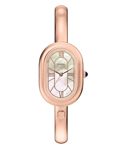 Fossil Women's Sloan Three-hand Rose Gold-tone Stainless Steel Watch, 24mm In Pink
