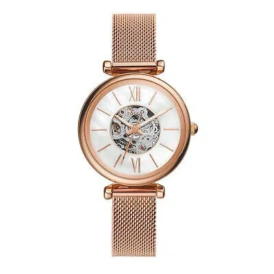 Pre-owned Fossil Women Stainless Steel Carlie Mini Me Analog Mother Of Pearl Dial Watch-me