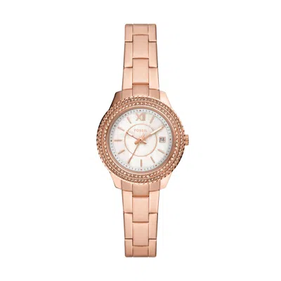 Fossil Women's Stella Three-hand Date, Rose Gold-tone Stainless Steel Watch