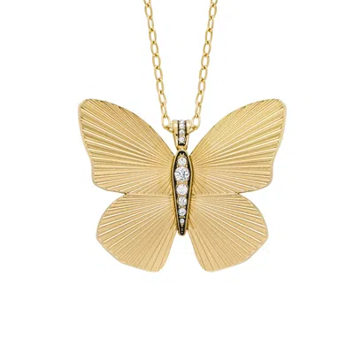 Fossil Women's Sutton Butterfly Collection Gold-tone Stainless Steel Pendant Necklace