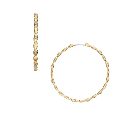 Fossil Women's Sutton Evil Eye Gold-tone Stainless Steel Hoop Earrings