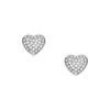 Fossil Women's Sutton Glitz Heart Stainless Steel Stud Earrings In Silver