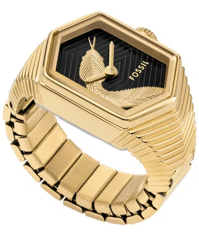 Fossil Women's Three-hand Gold-tone Stainless Steel Ring Watch, 15mm In Gold Tone