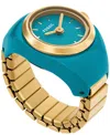 Fossil Women's Two-hand Gold-tone Stainless Steel Ring Watch, 15mm In Blue