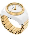 Fossil Women's Two-hand Gold-tone Stainless Steel Ring Watch, 15mm In White