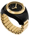 Fossil Women's Two-hand Gold-tone Stainless Steel Ring Watch, 15mm In Black