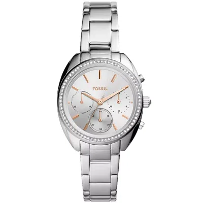 Fossil Ladies Vale Chronograph, Stainless Steel Watch 34mm In Silver