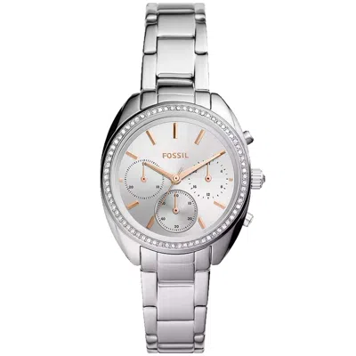 Fossil Ladies Vale Chronograph, Stainless Steel Watch 34mm In Silver