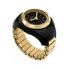 Fossil Women's Two-hand Gold-tone Stainless Steel Ring Watch, 15mm In Black