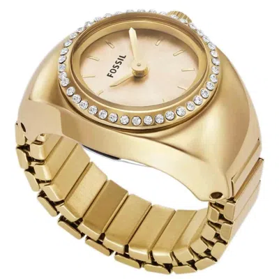 Fossil Women's Ring Watch Two-hand Gold-tone Stainless Steel Bracelet Watch, 15mm