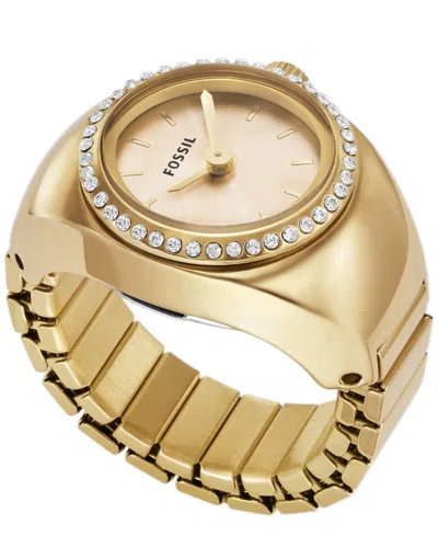 Fossil Women's Ring Watch Two-hand Gold-tone Stainless Steel Bracelet Watch, 15mm