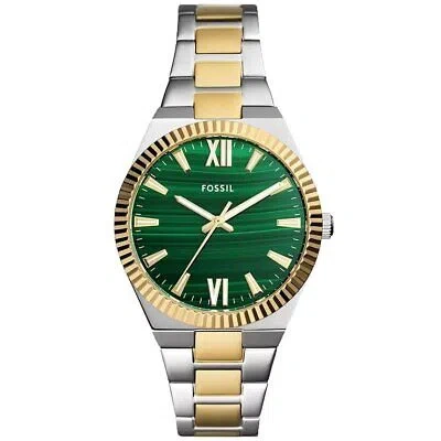 Pre-owned Fossil Womens Scarlette Green Dial Watch - Es5334