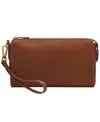 Fossil Wristlet Leather Wallet In Brown