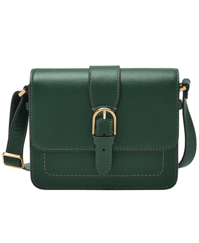 Fossil Zoey Leather Flap Crossbody Bag In Viridian