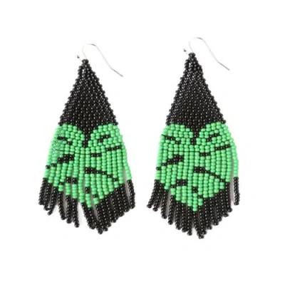Fosterie Black Monstera Earrings