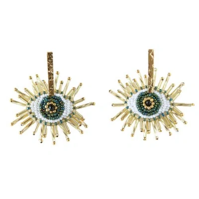 Fosterie Evil Eye Drop Beaded Earring In Gold
