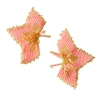 Fosterie Flower Carnation Embera Earrings In Pink