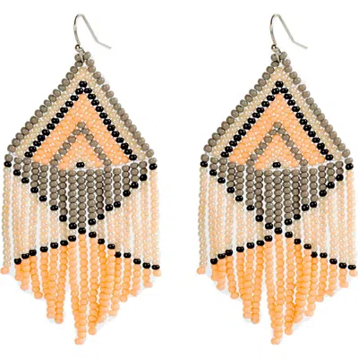 Fosterie Peach Embera Earrings In Orange
