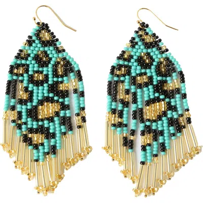 Fosterie Turquoise Leopard Earrings In Blue