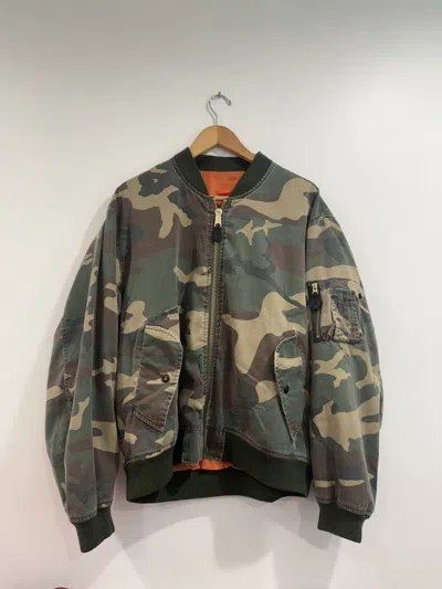 Pre-owned Fostex Garments Washed Green Bomber - Raf Simons Blank
