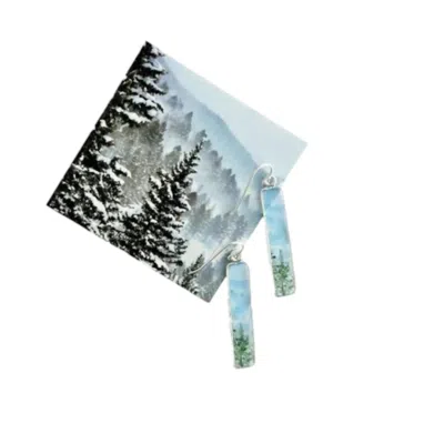 Foterra Jewelry Women's Montana Snowscape Bar Earrings In Blue